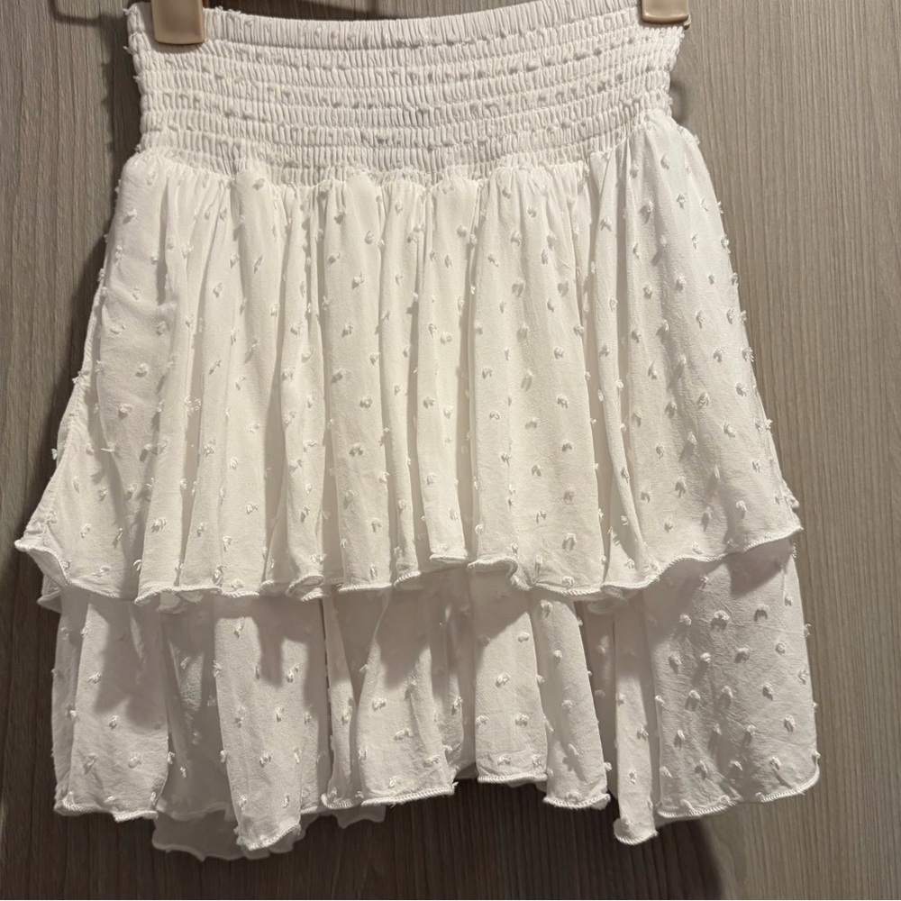 Elegant Swiss Dot White Tiered Skort Skirt with Shorts